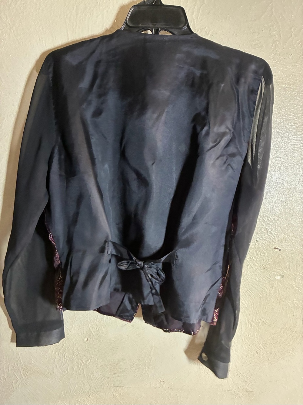 Velvet Floral Button-Front Blouse in Burgundy and Black - Picture 9 of 12